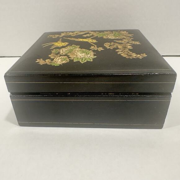 Vintage Florentine Wood Box, Made in Italy, Hand Painted, Black Square Numbered - Picture 5 of 14